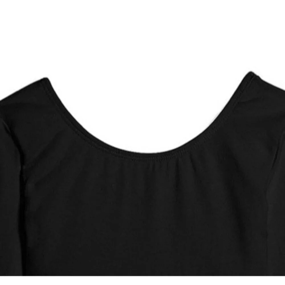 Danskin Childs Long Sleeve Leotard Black Scoop Neck Bodysuit Class Large